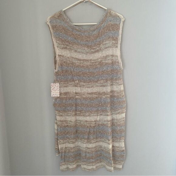 FREE PEOPLE Always Sunny Days Oversized Knit Tunic Top size XS Knit Sleeveless - Picture 4 of 4